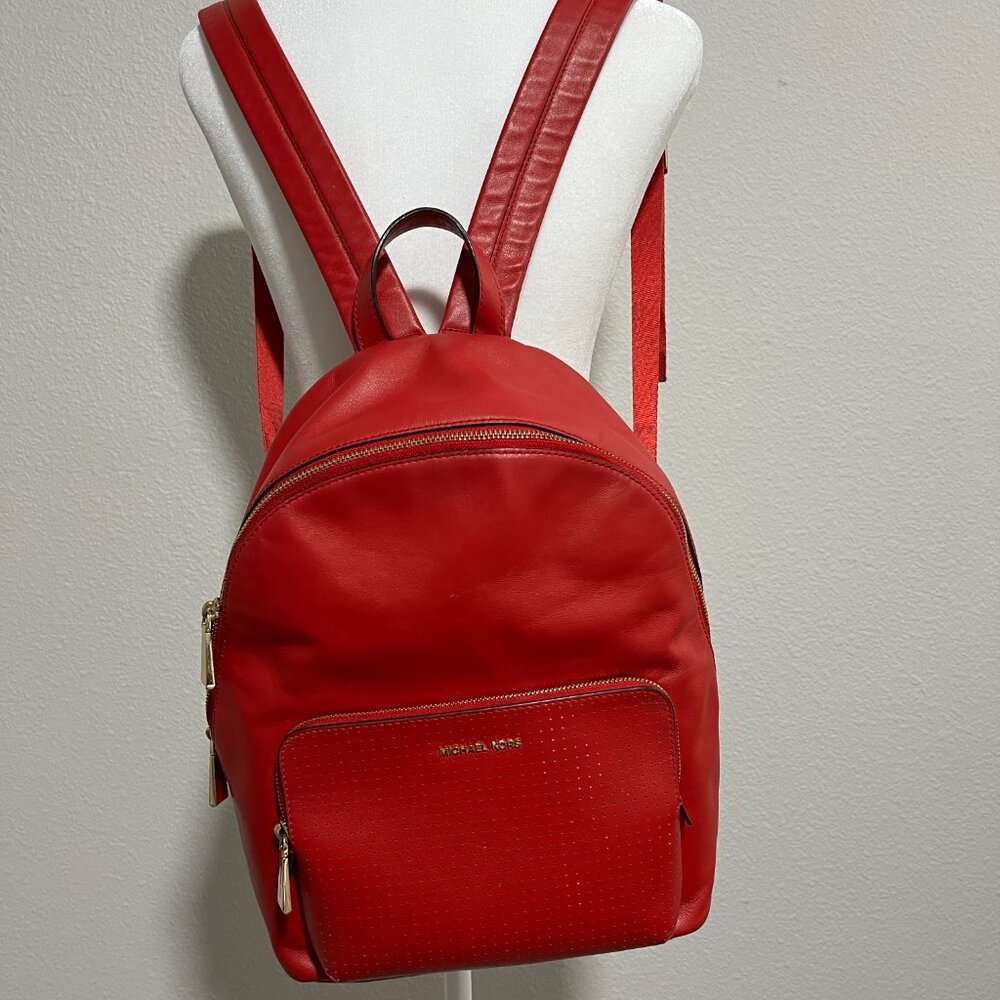 Michael Kors Wythe Large Backpack Red - Picture 2 of 8